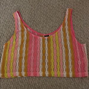 Wild Fable Pink and Yellow Ribbed Crop Tank Top